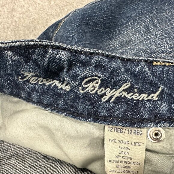 American Eagle Favorite Boyfriend Jeans Size 12 Regular Dark Wash Denim Blue - Picture 8 of 11